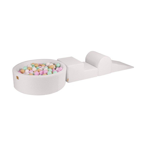 Biały piankowy plac zabaw 3 szt. z materiału bouclé wysokość 30 cm 225x90 cm – Meowbaby