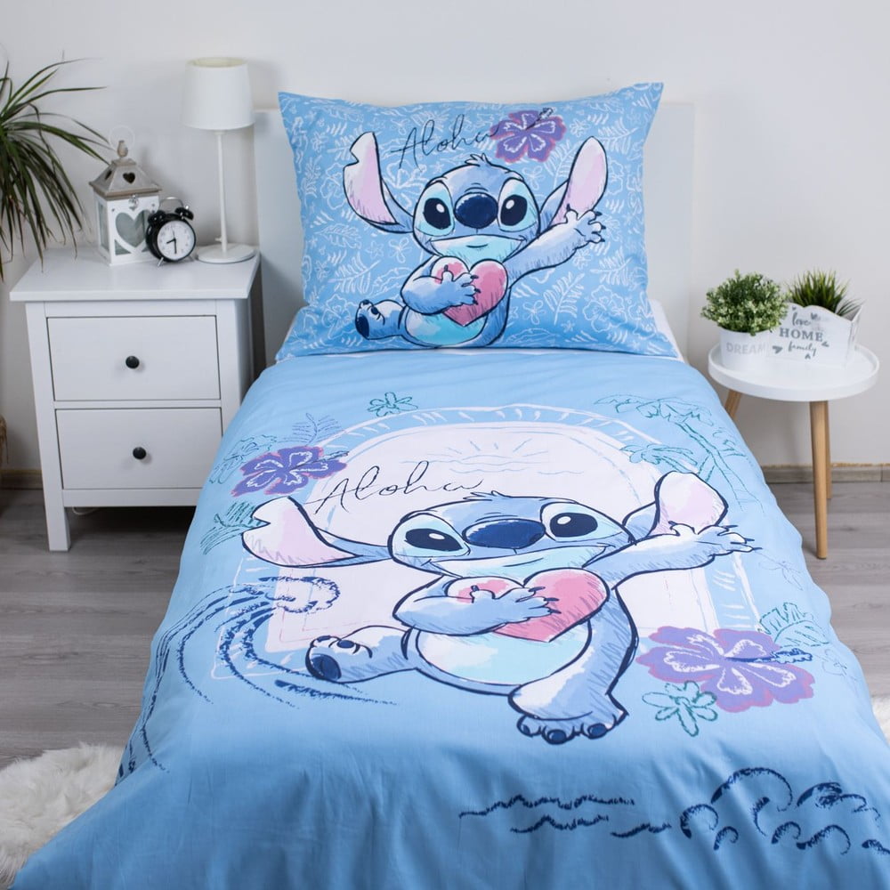 Niebieska bawełniana pościel dziecięca jednoosobowa 140x200 cm Lilo and Stitch "Wave" – Jerry Fabrics (zdjęcie 7)