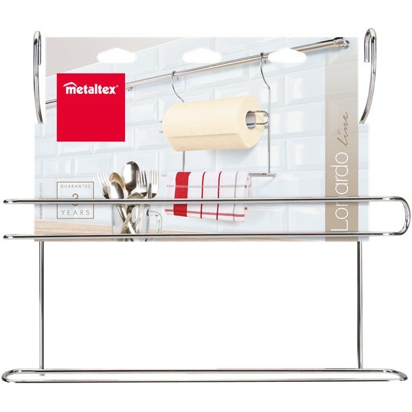Wiszący stojak na ręczniki kuchenne ze stali chromowanej w kolorze srebra Lonardo – Metaltex-image-1