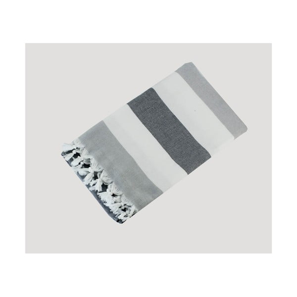 Szaro-biały ręcznik kąpielowy tkany ręcznie z wysokiej jakości bawełny Homemania Turkish Hammam, 90 x 180 cm