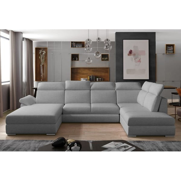 Jasnoszary rozkładany narożnik (prawostronny/w kształcie litery U) Evanell – ELTAP-image-1