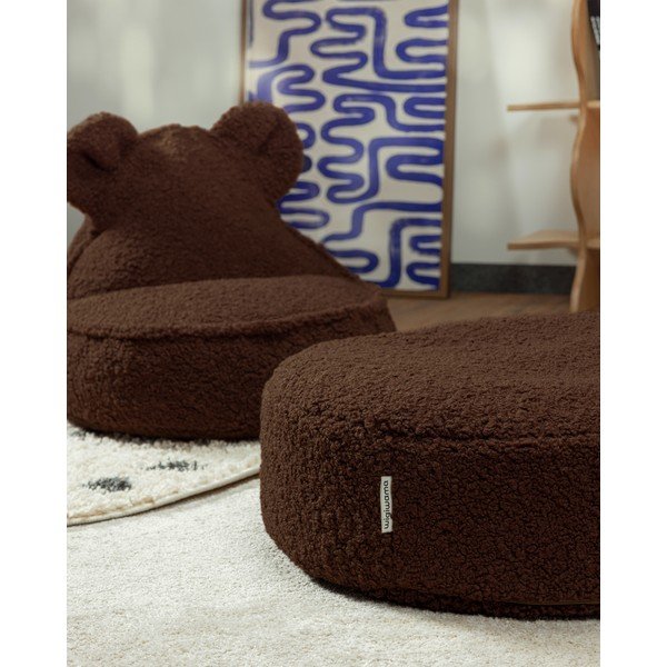 Ciemnobrązowy puf dziecięcy z materiału bouclé Warm Hazel – Wigiwama-image-4