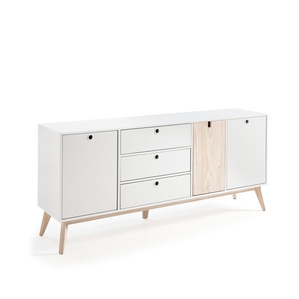 Biały kredens z drewna sosnowego Marckeric Kiara-image-2