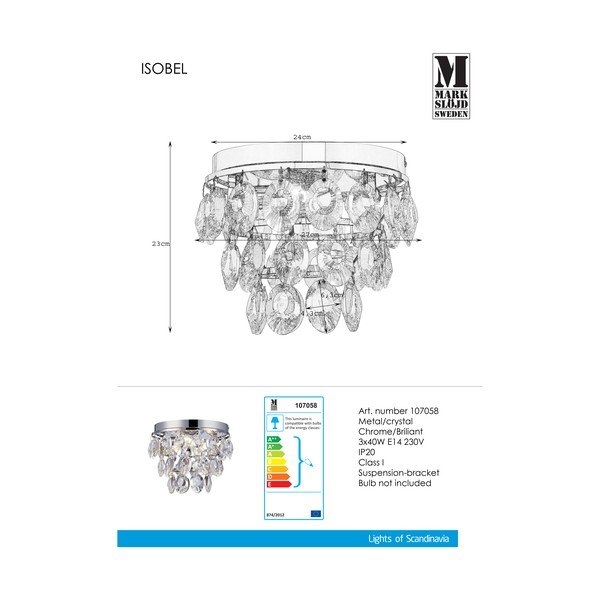 Kryształowa Lampa wisząca Markslöjd Isobel, ⌀ 26 cm-image-1