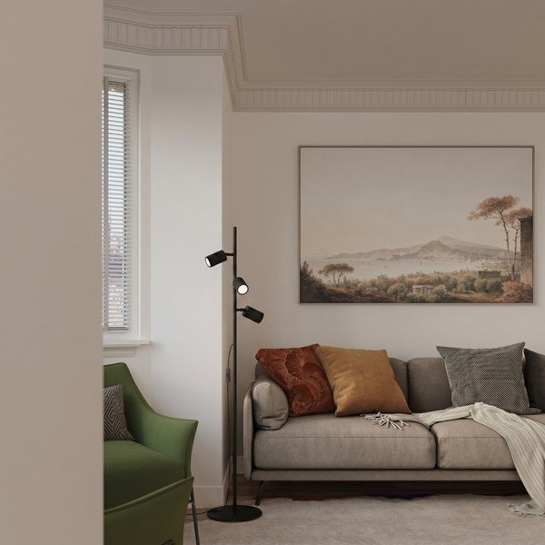 Czarna aluminiowa lampa stojąca z elastyczną konstrukcją (wysokość 155 cm) Gleam – Sollux-image-3