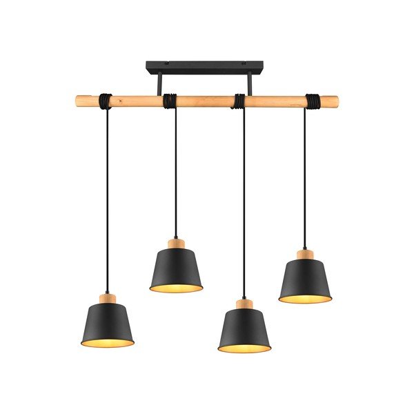 Czarno-naturalna lampa wisząca z metalowym kloszem ø 18 cm Harris – Trio-image-2