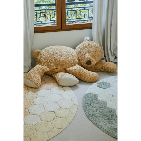 Bawełniany okrągły dywan w kolorze ochry ręcznie tkany odpowiedni do prania ø 140 cm Honeycomb Golden – Lorena Canals-image-1