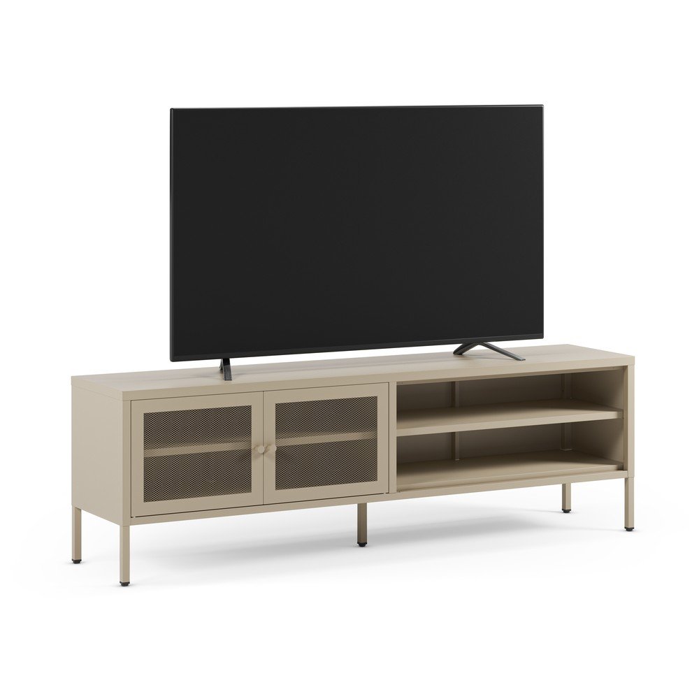 Kremowa metalowa szafka pod TV 160x50x35 cm Fayna – Marckeric (zdjęcie 9)