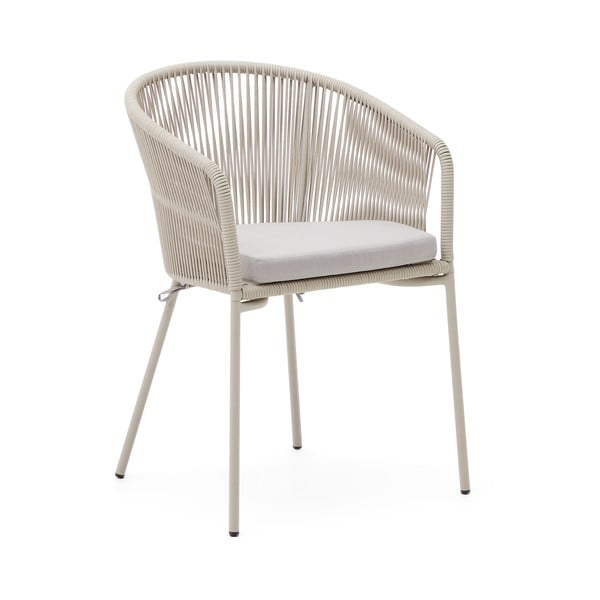 Kremowe metalowe/tapicerowane krzesło ogrodowe Yanet – Kave Home