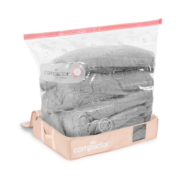 Plastikowe pojemniki próżniowe pod łóżko zestaw 3 szt. 65x45x15,5 cm Pink Edition – Compactor-image-2