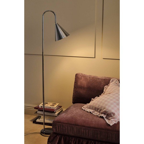 Metalowa lampa stojąca z elastyczną konstrukcją w kolorze srebra z połyskiem (wysokość 145 cm) Liam – Ellos Home-image-1