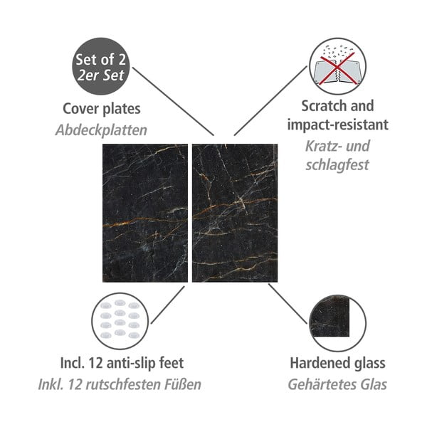 Płyty ochronne na kuchenkę ze szkła hartowanego zestaw 2 szt.  52x30 cm Marble – Allstar-image-2