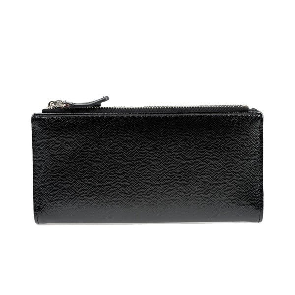 Czarny portfel z ekoskóry Carla Ferreri, 10.5x19 cm