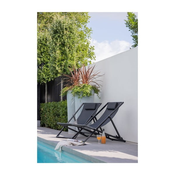 Czarny metalowy leżak ogrodowy składany Esper – Exotan-image-2