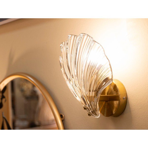 Szklany kinkiet w kolorze złota Da Muro Shell – Mauro Ferretti-image-1