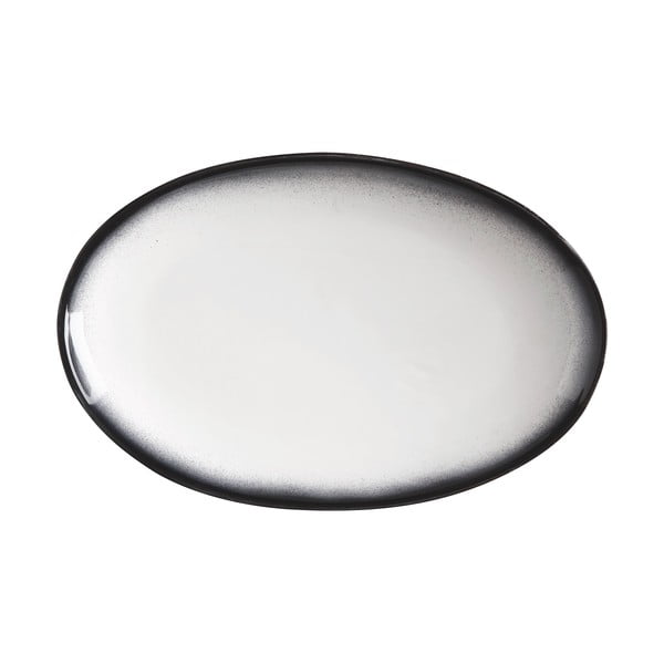 Biało-czarny ceramiczny owalny talerz Maxwell & Williams Caviar, 25x16 cm