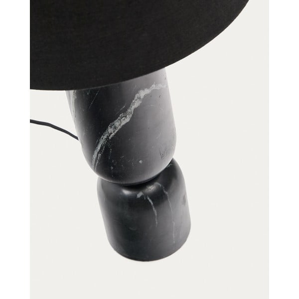 Czarna marmurowa lampa stołowa z tekstylnym kloszem (wysokość 57 cm) Vex – Kave Home-image-3