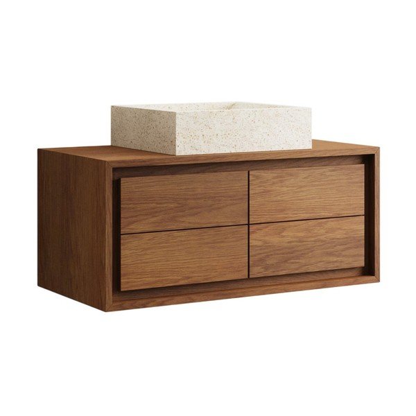 Brązowa wisząca szafka pod umywalkę z litego drewna tekowego 90x40 cm Kenta – Kave Home-image-3