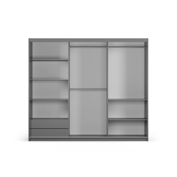 Ciemnoszara szafa z lustrem i drzwiami przesuwnymi 250x215 cm Lisburn – Cosmopolitan Design-image-3