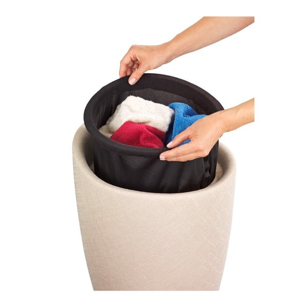 Beżowy kosz na pranie i taboret w jednym Wenko Linen Look-image-1