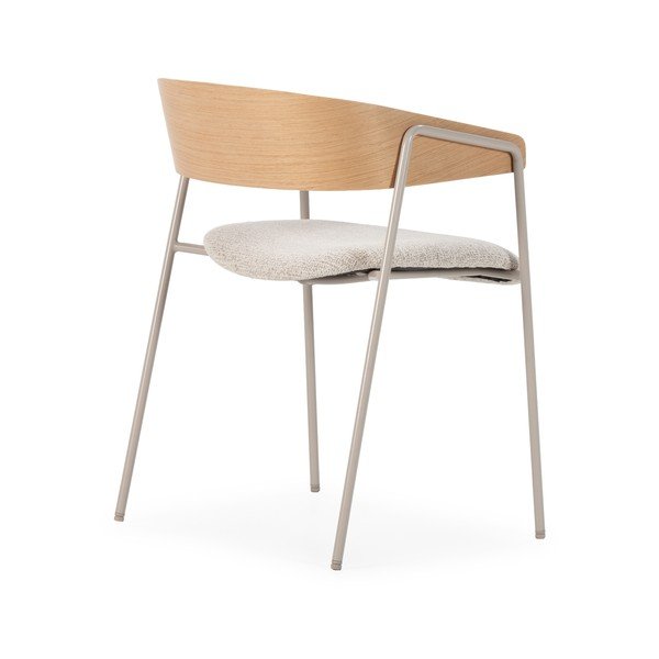 Jasnoszare/w naturalnym kolorze tapicerowane fotele jadalniane zestaw z podłokietnikami 2 szt. Cora – MOME-image-3