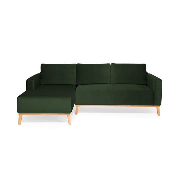 Ciemnozielona sofa Vivonita Milton Trend, lewy róg