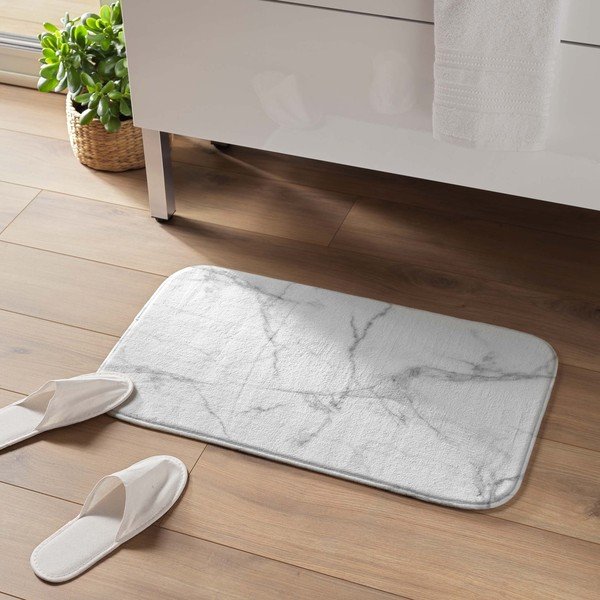 Biały/szary tekstylny dywanik łazienkowy 45x75 cm Marbre – douceur d'intérieur-image-1