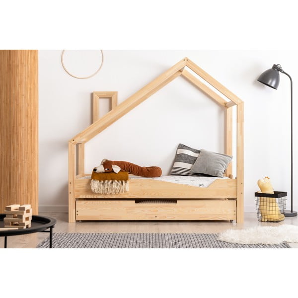 Łóżko w kształcie domku z drewna sosnowego Adeko Luna Adra, 90x140 cm
