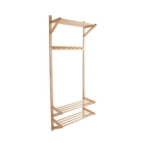 Zestaw do przedpokoju z litego drewna sosnowego w jasnym naturalnym kolorze 75x190x32 cm Cole – Jotex