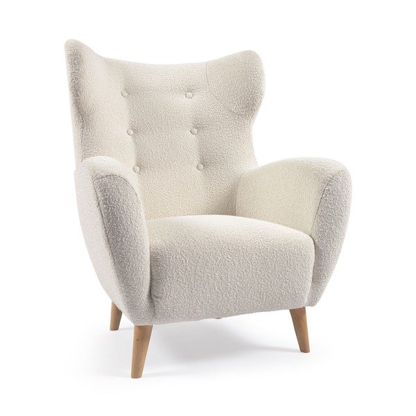 Biały fotel z materiału bouclé Patio – Kave Home