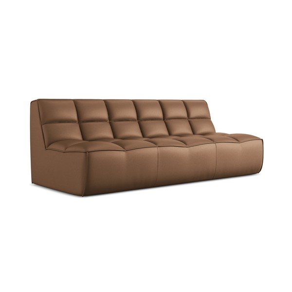 Brązowy moduł sofy z imitacji skóry Kalai – Makamii-image-1