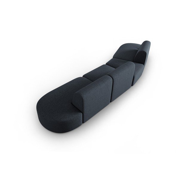 Niebieska sofa  z tkaniny szenilowej lewostronna 428 cm Paolo – Milo Casa-image-3