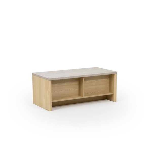 Biały/w jasnym naturalnym kolorze stolik w dekorze dębu 40x100 cm Dore – Marckeric-image-3