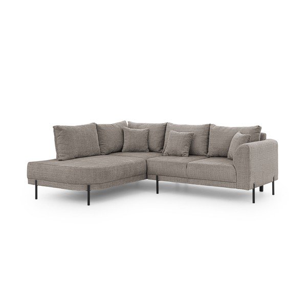 Szarobrązowy narożnik z tkaniny szenilowej (lewostronny/w kształcie litery L) Mauris  – Ropez-image-2