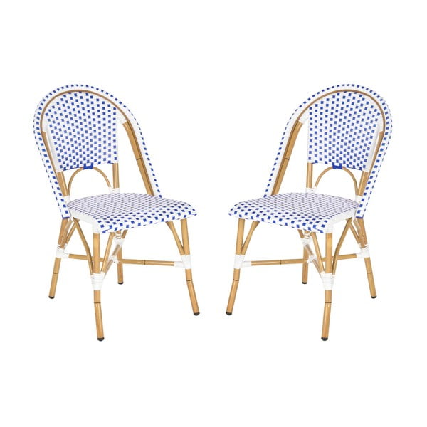 Zestaw 2 niebiesko-białych krzeseł wiklinowych Safavieh Madrid