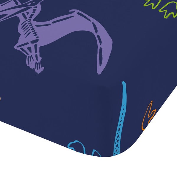 Niebieskie prześcieradło dziecięce do łóżeczka z gumką 70x140 cm Prehistoric Dinosaurs – Catherine Lansfield