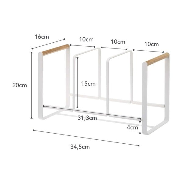 Biały stojak na talerze z detalem z drewna bukowego YAMAZAKI Tosca-image-3