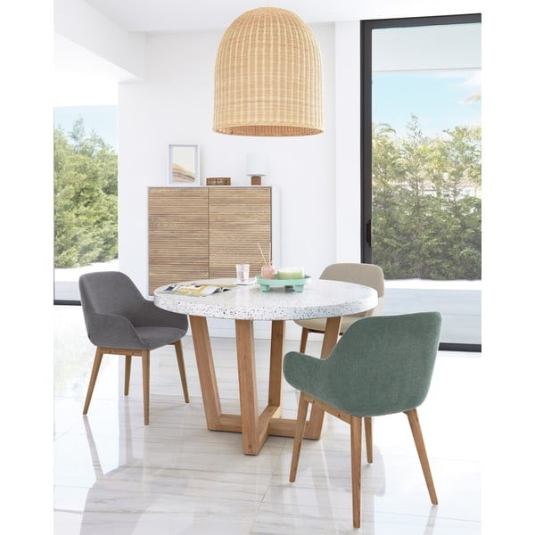 Zielony tapicerowany fotel jadalniany z podłokietnikami Konna – Kave Home-image-1