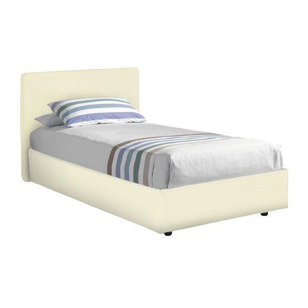 Beżowe łóżko jednoosobowe ze schowkiem i materacem 13Casa Ninfea, 80x190 cm
