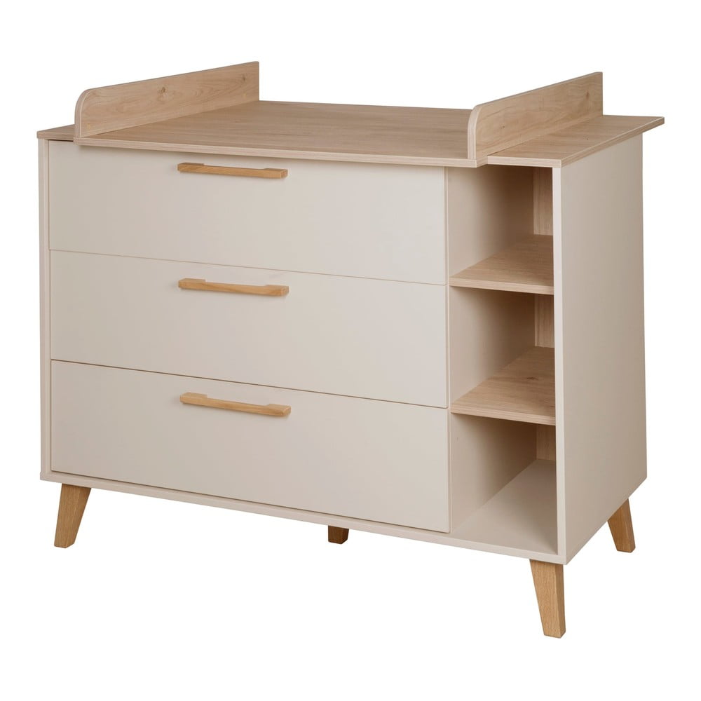 Kremowo-naturalna komoda dziecięca w dekorze dębu z przewijakiem 117x103x78 cm Jil – Roba (zdjęcie 6)