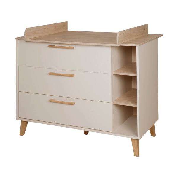 Kremowo-naturalna komoda dziecięca w dekorze dębu z przewijakiem 117x103x78 cm Jil – Roba-image-2