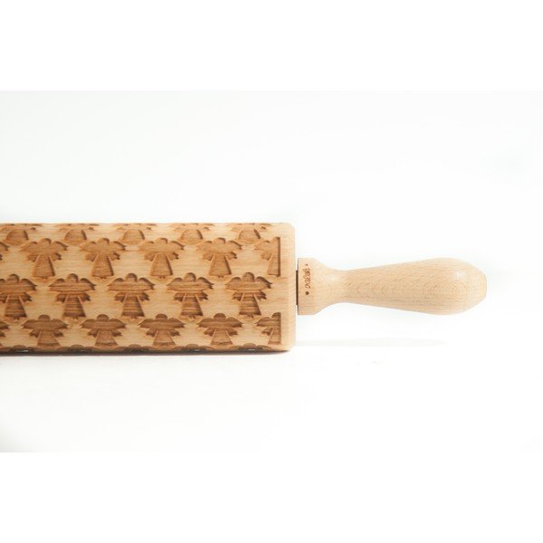 Drewniany grawerowany świąteczny wałek do ciasta Valek Angel-image-1