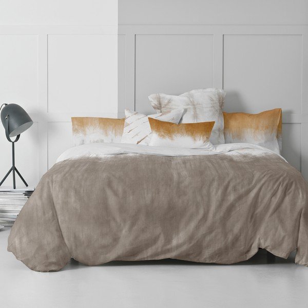 Biało-brązowa bawełniana jednoosobowa poszwa na kołdrę 140x200 cm Tie dye – Blanc-image-3
