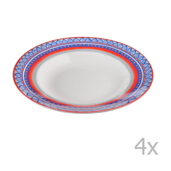 Komplet 4 talerzy porcelanowych na zupę Oilily 24,5 cm, niebieski
