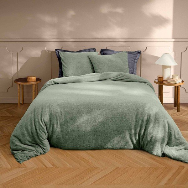 Zielona pościel dwuosobowa z mikropluszu 240x220 cm Helena – douceur d'intérieur-image-1
