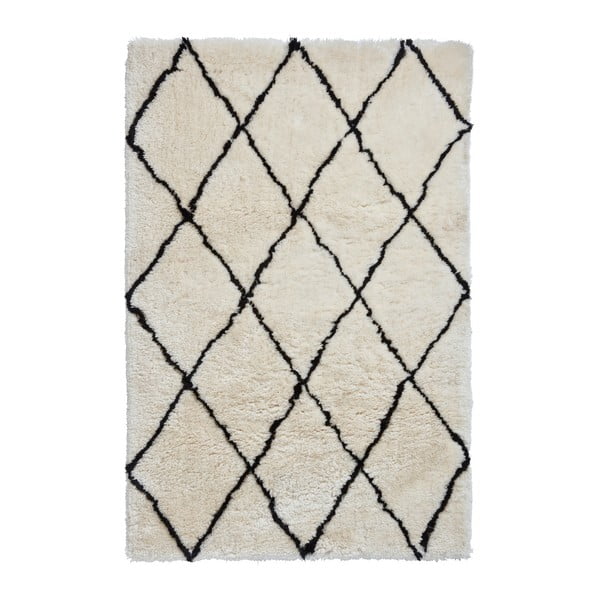 Kremowy dywan z czarnymi detalami Think Rugs Morocco, 150x230 cm