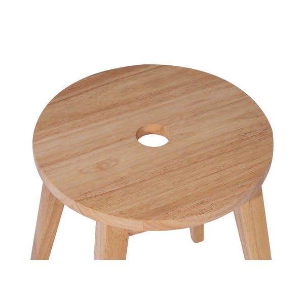 Stołek z litego drewna kauczukowego w jasnym naturalnym kolorze Club – Bonami Essentials-image-4