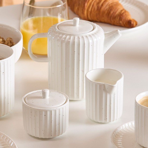 Biały dzbanek do herbaty new bone china 540 ml Ora Gloss – Salt&Pepper-image-2