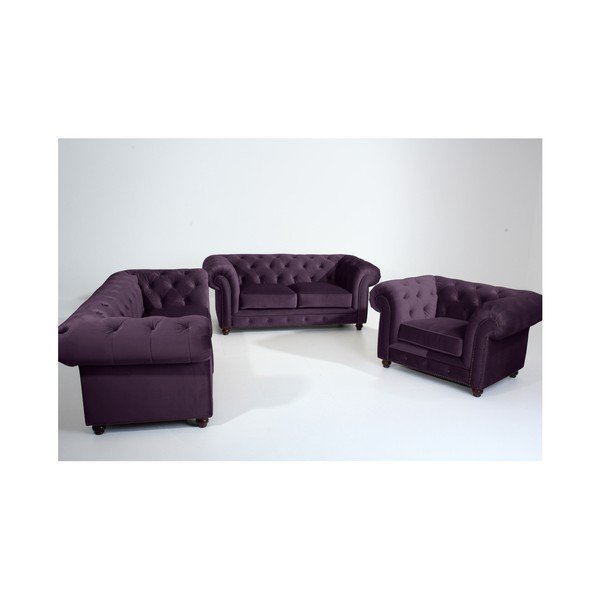 Fioletowa sofa Max Winzer Orleans Velvet, 216 cm-image-1