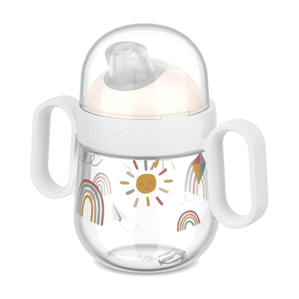 Beżowy plastikowy kubek dla dzieci 200 ml Sunshine & Rainbow – Mepal
